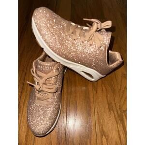 SKECHERS UNO-GLITTER LOW LACE-UP SNEAKERS WOMEN SHOES ROSE GOLD SIZE 8